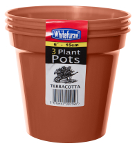 Whitefurze 3pc 6inch/150mm Plant Pots